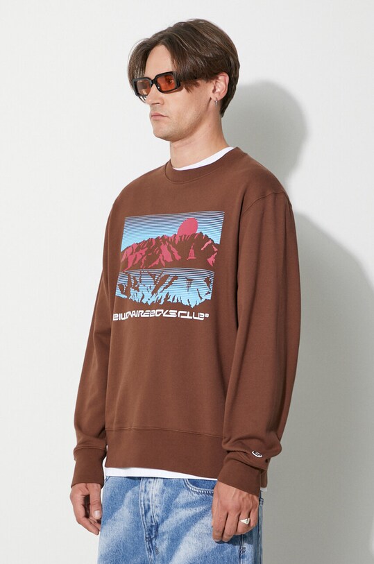 Pamučna dukserica Billionaire Boys Club MOUNTAINSCAPE CREWNECK smeđa B23337