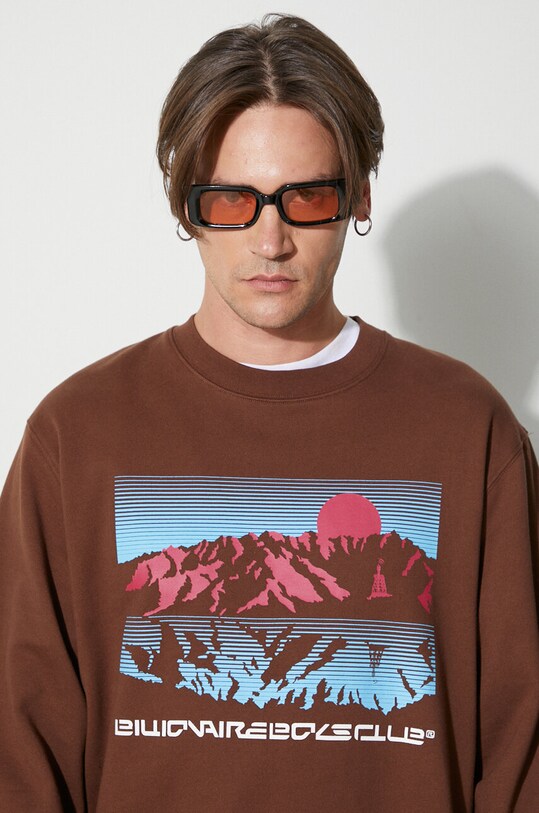 Pamučna dukserica Billionaire Boys Club MOUNTAINSCAPE CREWNECK B23337 smeđa
