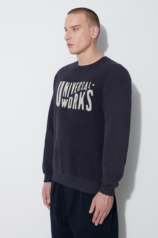 Памучен суичър Universal Works MYSTERY TRAIN PRINT SWEAT тъмносин 29183