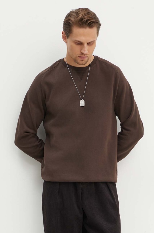 Universal Works pamut melegítőfelső Classic Crew Sweatshirt pamut barna 29604