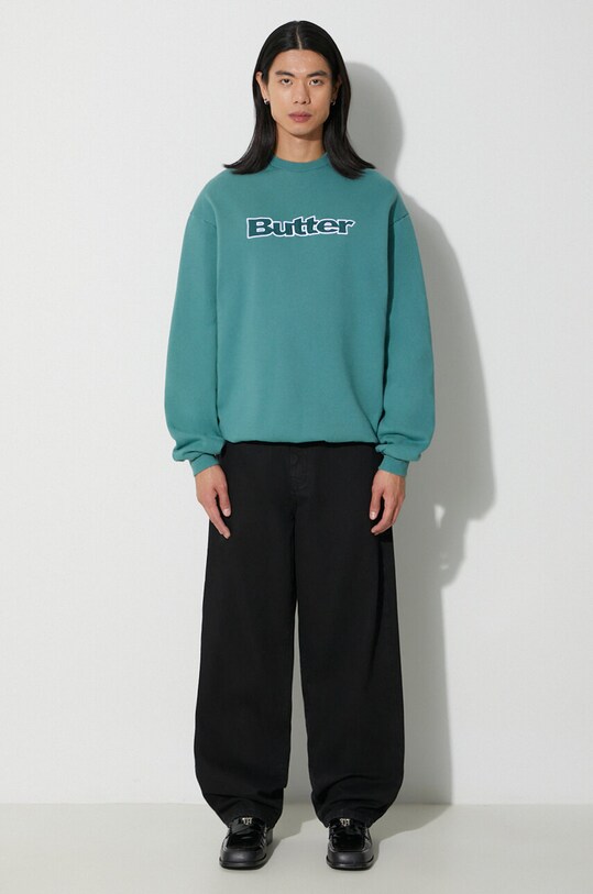 Butter Goods bluză Cord Logo Crewneck Sweatshirt imprimeu verde BGQ3232304
