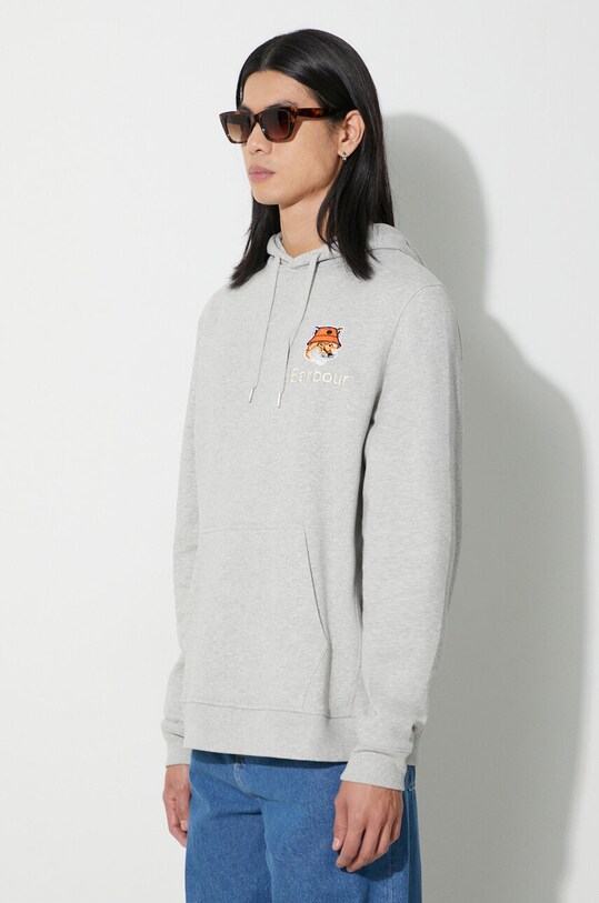 Barbour hanorac de bumbac X Maison Kitsune Fox Head Hoodie gri MOL0569