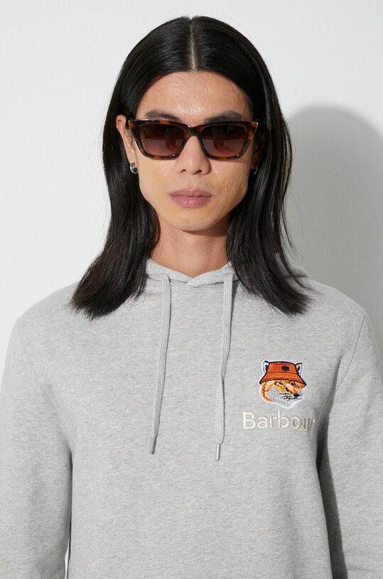 Barbour hanorac de bumbac X Maison Kitsune Fox Head Hoodie MOL0569 gri