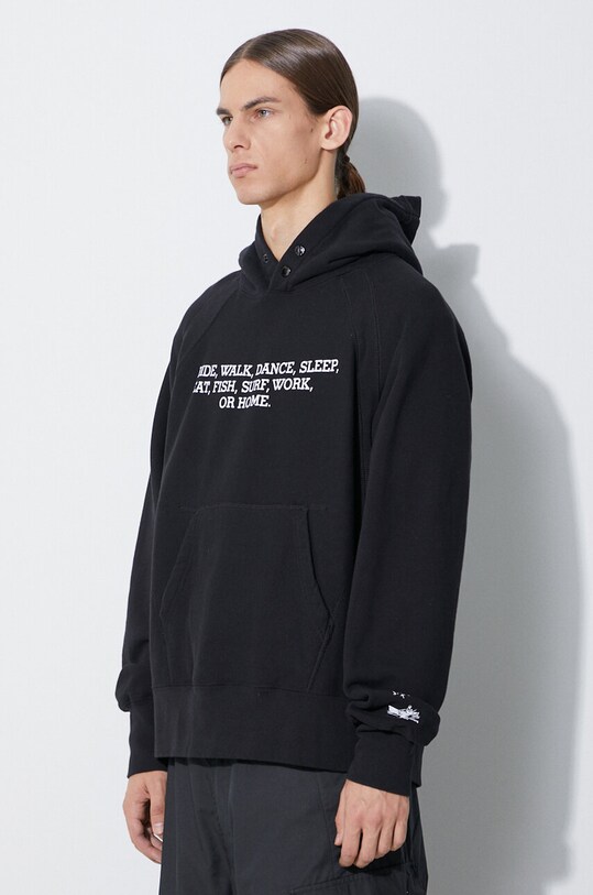 Engineered Garments hanorac de bumbac Raglan Hoodie negru 23F1B021.NP098