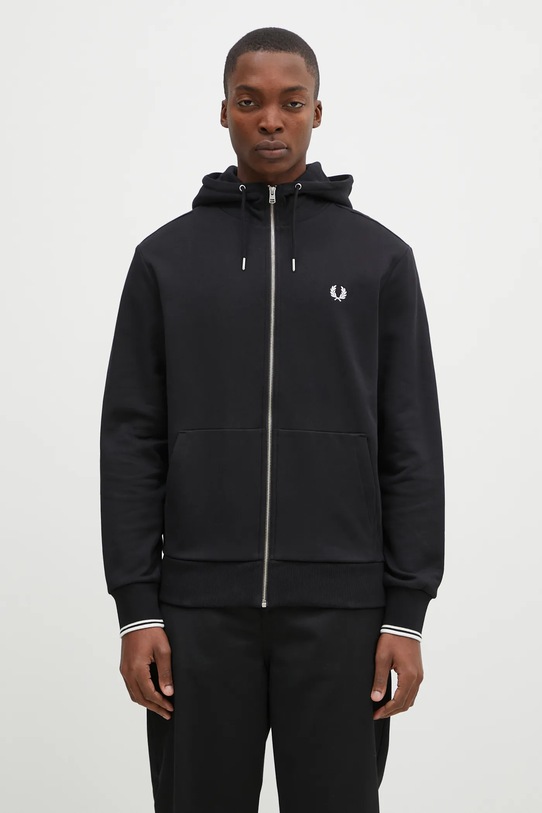 Fred Perry cotton sweatshirt plain black J7536.198