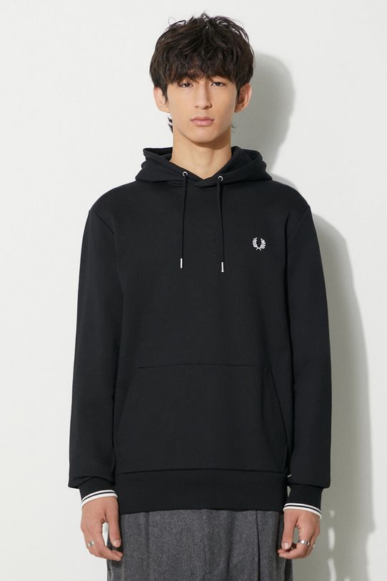 Bavlněná mikina Fred Perry nášivka černá M2643.102