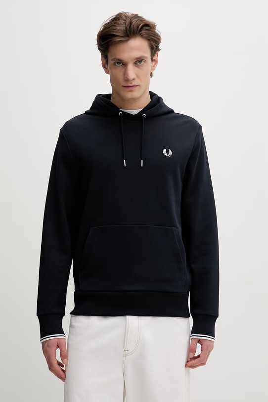 Fred Perry bluza bawełniana z kapturem granatowy M2643.248