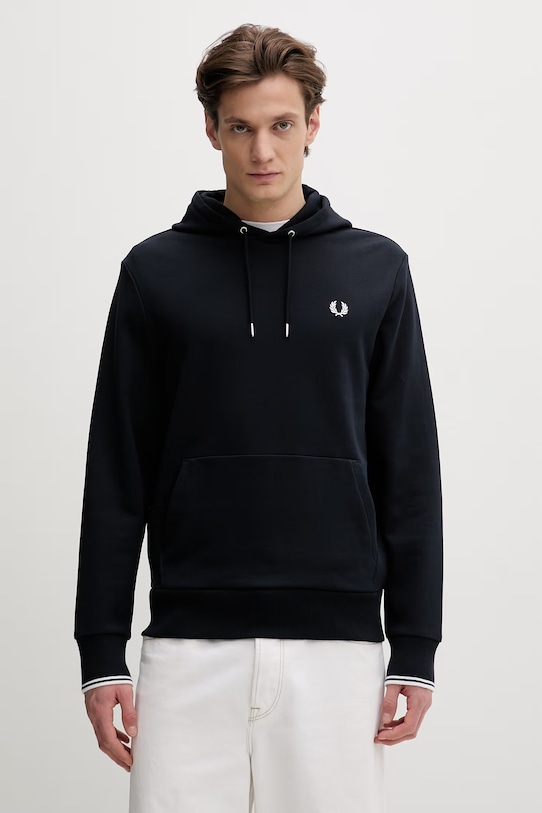 Fred Perry bluza bawełniana z kapturem granatowy M2643.248