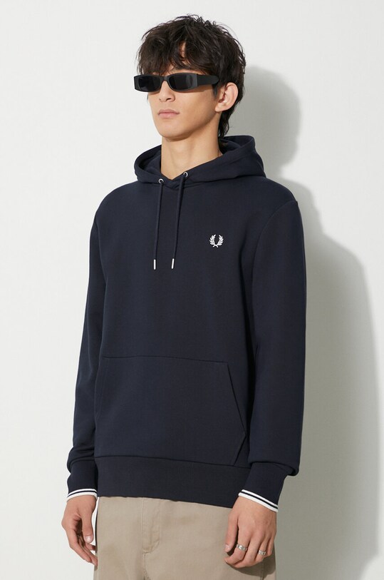 Pamučna dukserica Fred Perry mornarsko plava M2643.248