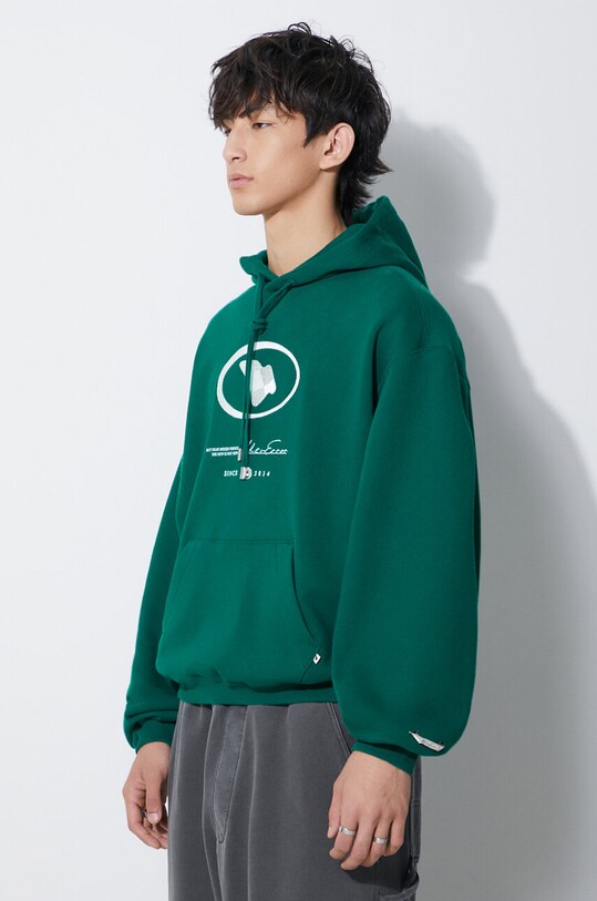 Pamučna dukserica Ader Error Etik Logo Hoodie zelena BMADFWHD0101