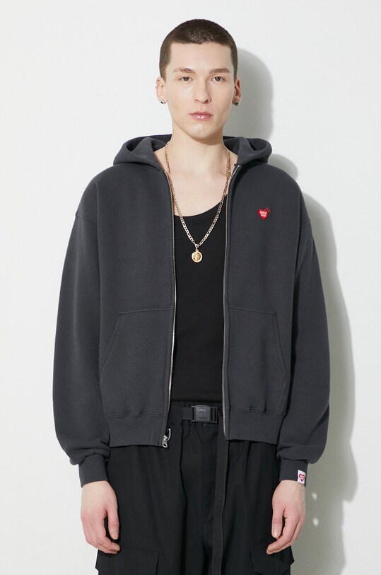 Clothing Human Made cotton sweatshirt Zip-Up Hoodie HM26CS040 gray