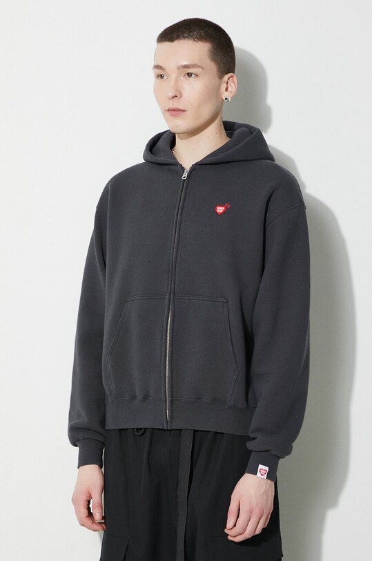 Human Made cotton sweatshirt Zip-Up Hoodie gray HM26CS040