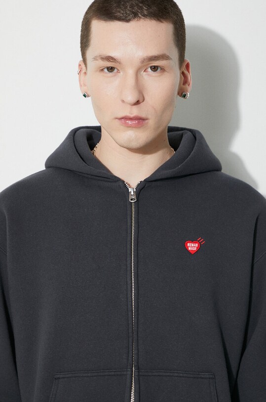 Human Made cotton sweatshirt Zip-Up Hoodie HM26CS040 gray