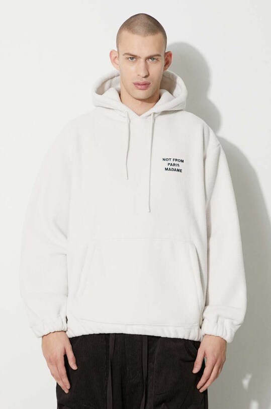 Dukserica od flisa Drôle de Monsieur Le Hoodie Polaire Slogan C.HO139.PL019.CM bež AW23