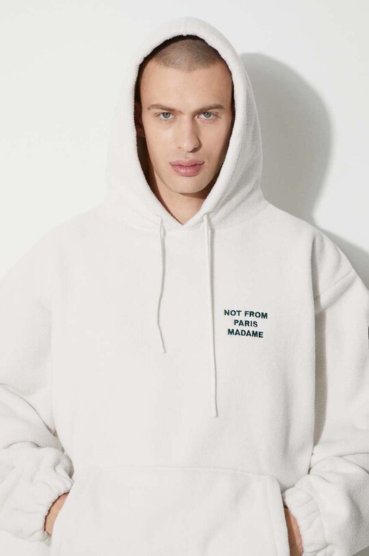 Dukserica od flisa Drôle de Monsieur Le Hoodie Polaire Slogan C.HO139.PL019.CM bež