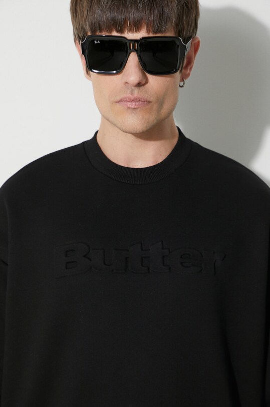 Butter Goods bluză Embossed Logo Crewneck Sweatshirt BGQ423D11104 negru