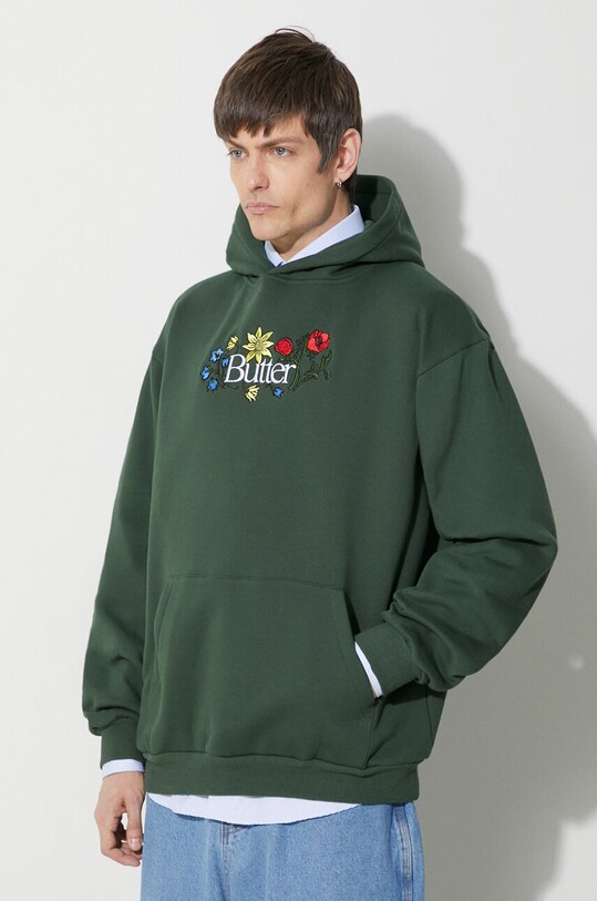 Butter Goods bluza Floral Embroidered Pullover Hood zielony BGQ423D11403