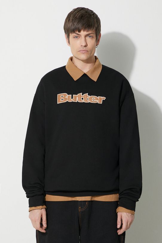 Butter Goods bluză Felt Logo Applique Crewneck imprimeu negru BGQ423D20904