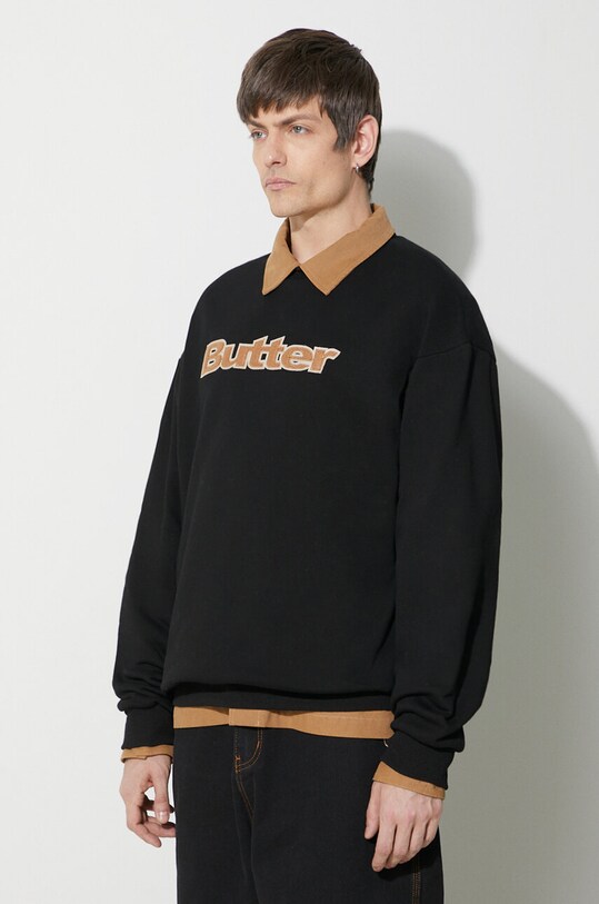 Butter Goods bluza Felt Logo Applique Crewneck czarny BGQ423D20904