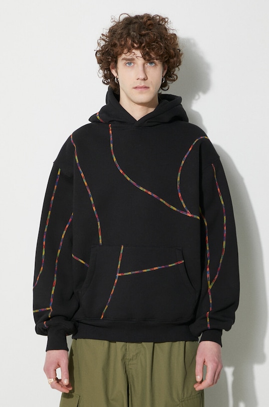 PLEASURES bluza Vein Hoodie z kapturem czarny P23W032.BLACK