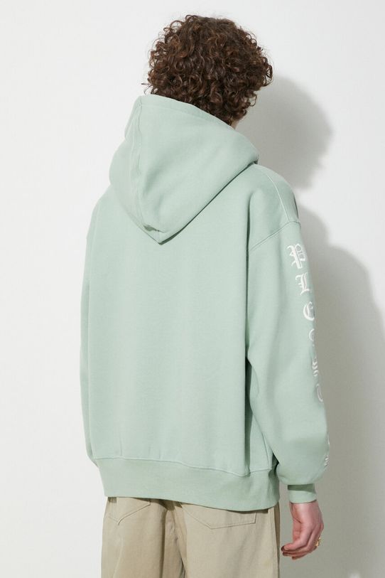 PLEASURES bluza Oe Zip Up Hoodie P23W038.MATCHA verde AW23