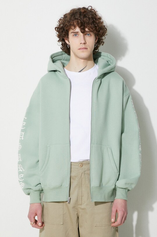 Clothing PLEASURES sweatshirt Oe Zip Up Hoodie P23W038.MATCHA green
