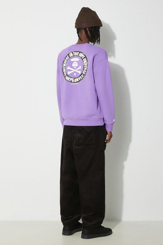 Îmbrăcăminte AAPE bluza Loose Fit Crewneck Back X-Bone ASWA324 violet