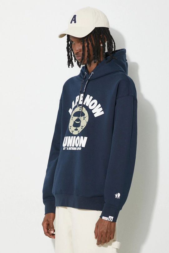 AAPE felpa Loose Fit Hoodie College blu navy ASWA328