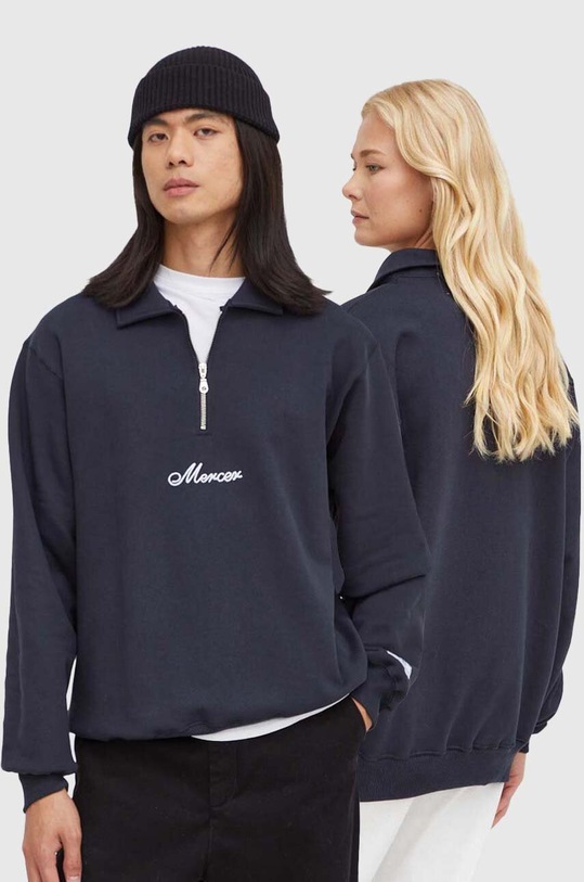 The Mercer Brand bluza bawełniana aplikacja granatowy MEAP233012