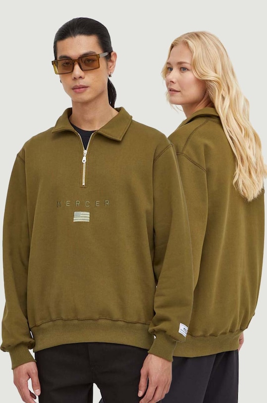 The Mercer Brand bluza bawełniana aplikacja zielony MEAP233013