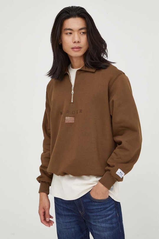 The Mercer Brand bluza bawełniana MEAP233013 brązowy AW23