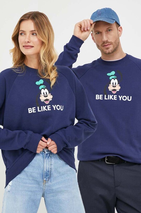 Βαμβακερή μπλούζα United Colors of Benetton x Disney χωρίς κουκούλα σκούρο μπλε 3J68U1077.252