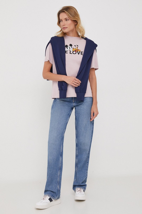 Oblečení Bavlněná mikina United Colors of Benetton x Disney 3J68U2019.252 námořnická modř
