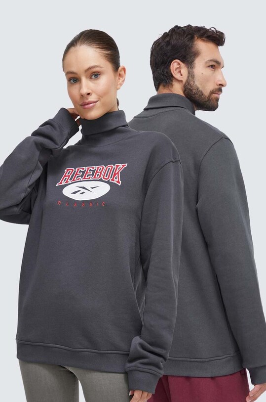 Хлопковая кофта Reebok Classic без капюшона серый 100036738