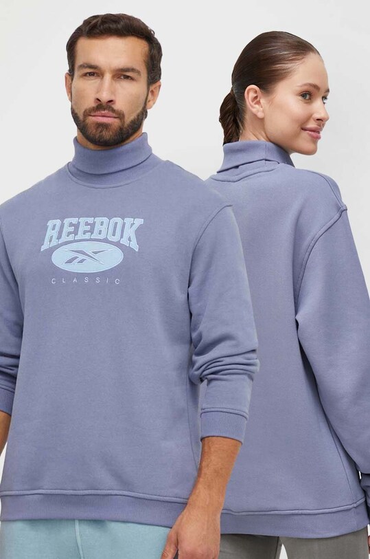 Хлопковая кофта Reebok Classic без капюшона голубой 100035516