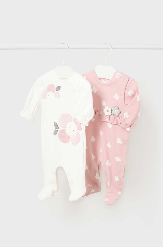 Mayoral Newborn pajacyk niemowlęcy bawełniany 2-pack 2734.2A.Newborn.9BYX różowy