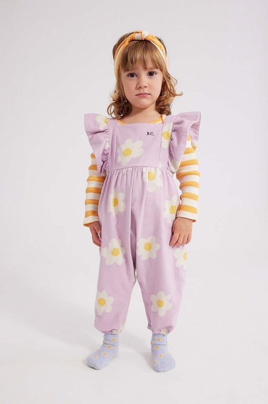 Bobo Choses rampers bawełniany niemowlęcy fioletowy 223AB080