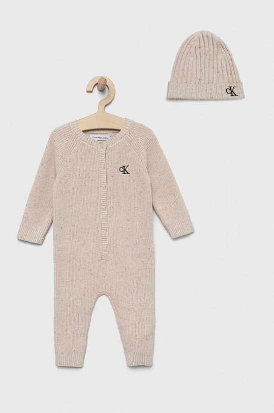 Calvin Klein Jeans pajacyk niemowlęcy Produkt niemowlęcy beżowy IN0IN00101.9BYX