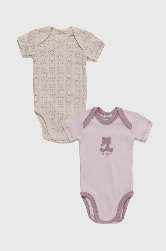 United Colors of Benetton body bawełniane niemowlęce 2-pack Produkt niemowlęcy różowy 3GI70B00H.W.SEASONAL