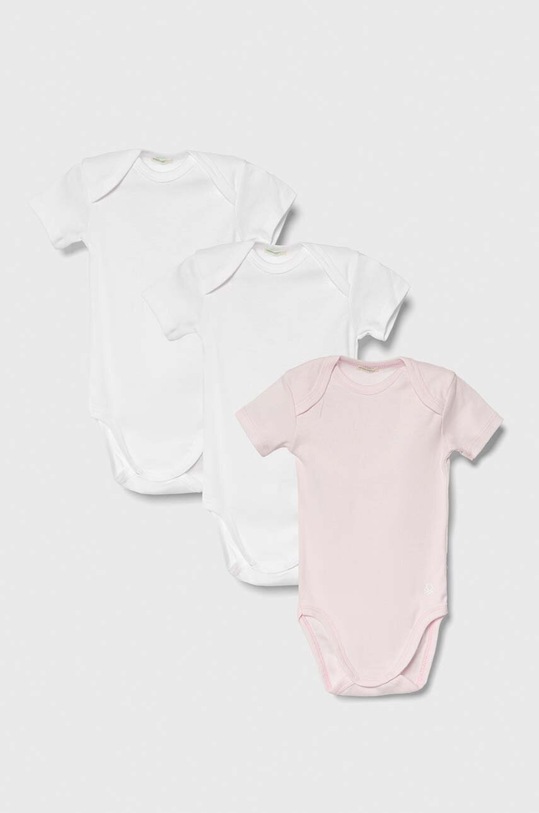 Bavlněné kojenecké body United Colors of Benetton 3-pack Kojenecký výrobek růžová 3GI70B079.W.SEASONAL