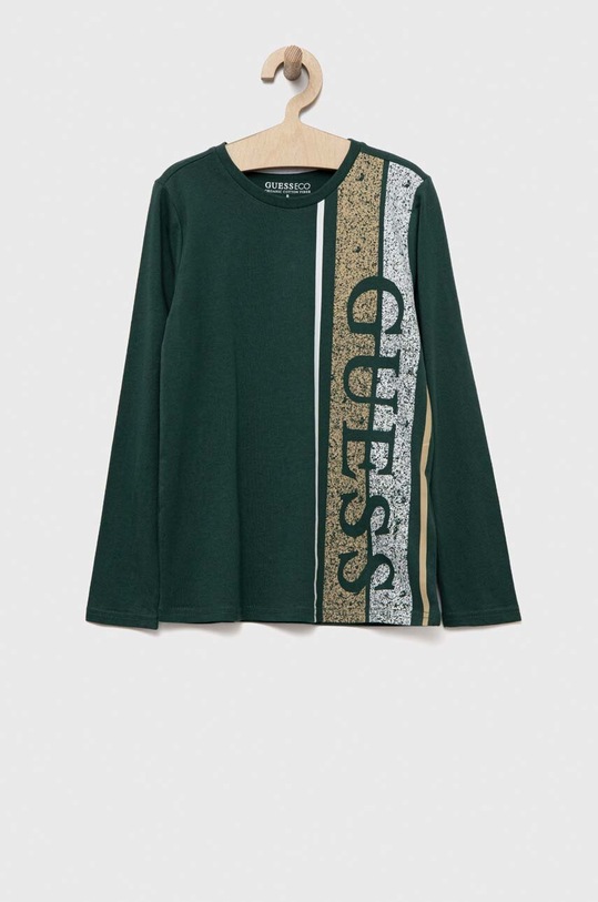 Guess longsleeve bawełniany dziecięcy nadruk zielony L3YI35.K8HM4.9BYX