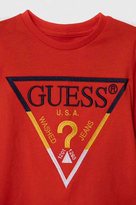 Chlapec Detská bavlnená košeľa s dlhým rukávom Guess L3YI43.K8HM4.9BYX červená