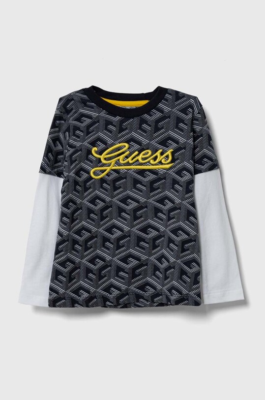 Guess longsleeve bawełniany dziecięcy wzorzyste granatowy N3YI32.K8HM3.9BYX