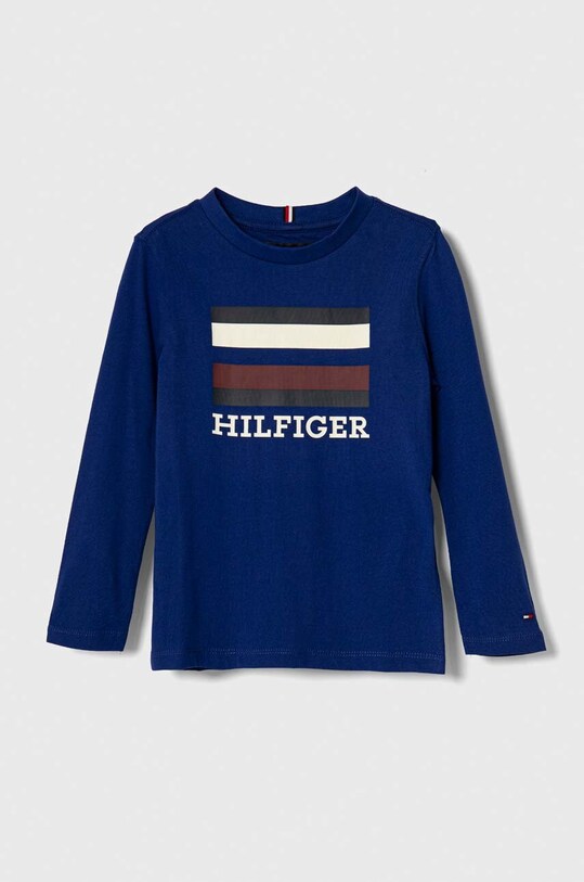 Tommy Hilfiger longsleeve bawełniany dziecięcy nadruk niebieski KB0KB08331.74.122.9BYX