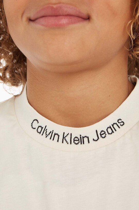 Calvin Klein Jeans longsleeve bawełniany dziecięcy IB0IB01701.9BYX beżowy