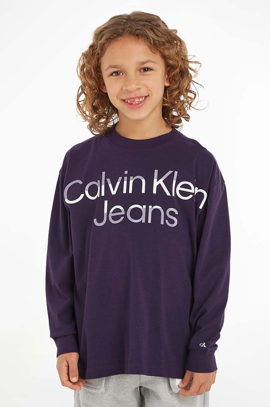 Calvin Klein Jeans longsleeve bawełniany dziecięcy pozostałe fioletowy IB0IB01702.9BYX