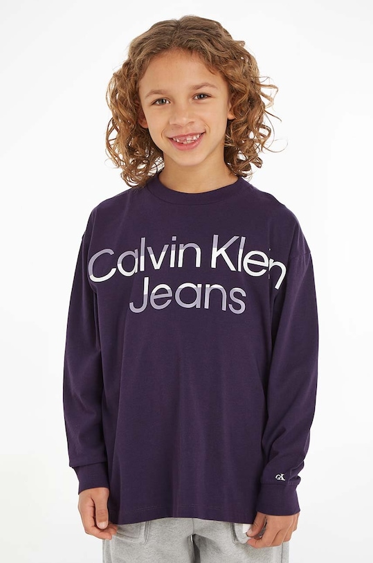 Calvin Klein Jeans longsleeve bawełniany dziecięcy pozostałe fioletowy IB0IB01702.9BYX