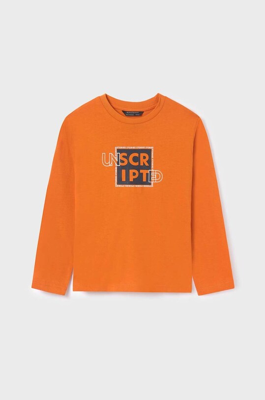 Chłopiec Mayoral longsleeve bawełniany dziecięcy 842.7B.Junior.9BYX pomarańczowy