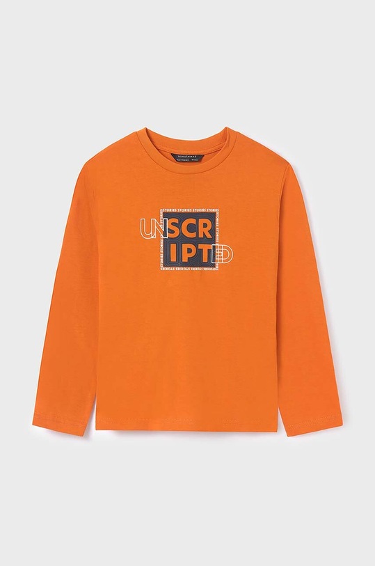 Mayoral longsleeve bawełniany dziecięcy nadruk pomarańczowy 842.7B.Junior.9BYX