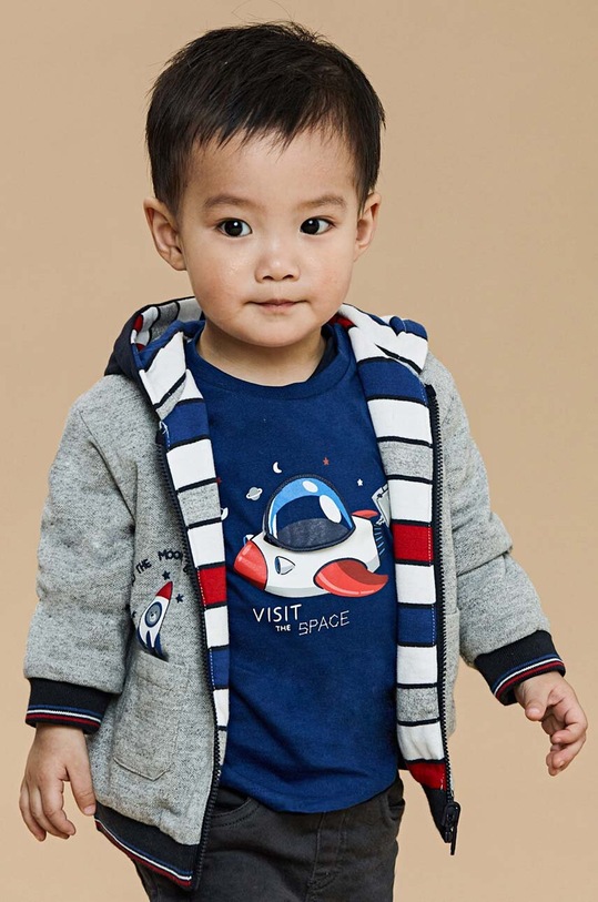 Mayoral longsleeve bawełniany niemowlęcy nadruk niebieski 2014.3B.Baby.9BYX